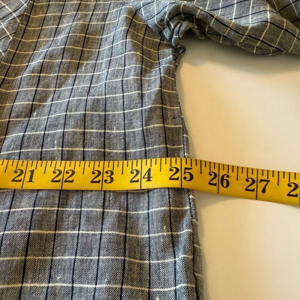 Vintage Flax by Joanne Engelhart Linen Windowpane Plaid Convertible Slv Top Sz S - Picture 10 of 13